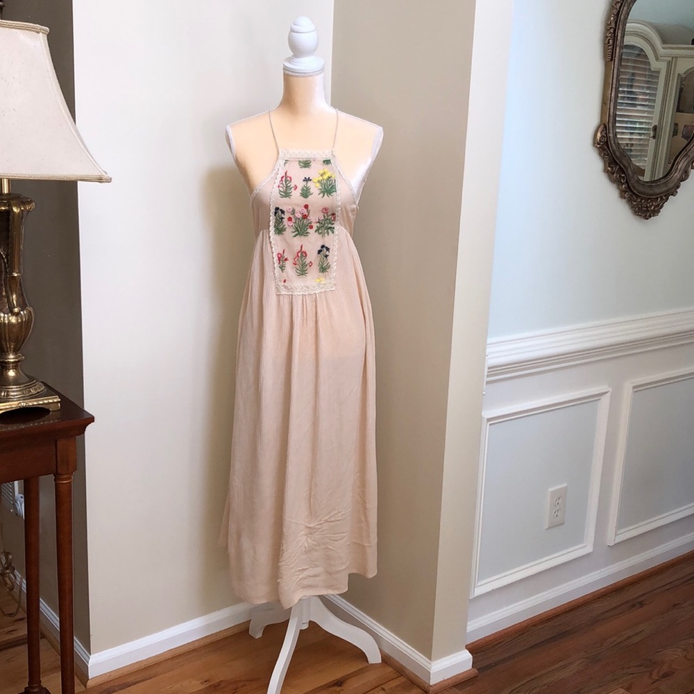 Re-Named Halter Embroidered Dress